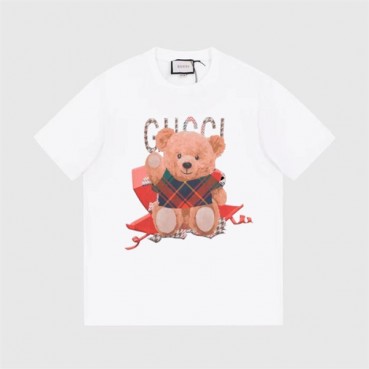 구찌 남/녀 화이트 크루넥 반팔티 - Unisex White Tshirts 