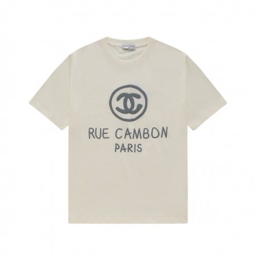 샤넬 남/녀 크루넥 아이보리 반팔티 - Unisex Ivory Tshirts 