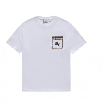 버버리 남성 화이트 크루넥 반팔티 - Mens White Tshirts 