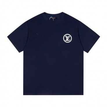 루이비통 남성 네이비 크루넥 반팔티 - Mens Navy Tshirts 