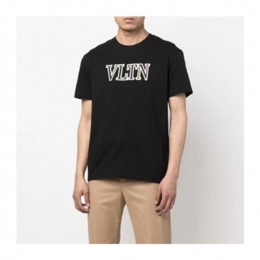 발렌티노 남성 블랙 크루넥 반팔티 - Mens Black Tshirts 