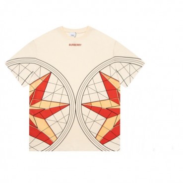 버버리 남성 아이보리 크루넥 반팔티 - Mens Ivory Tshirts 