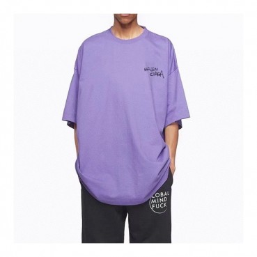 발렌시아가 남성 크루넥 퍼플 반팔티 - Mens Purple Tshirts 