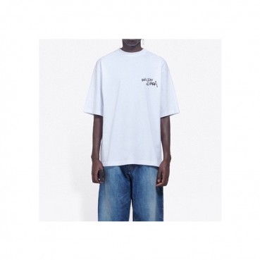 발렌시아가 남성 크루넥 화이트 반팔티 - Mens White Tshirts 