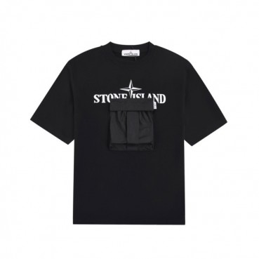 스톤아일랜드 남성 블랙 크루넥 반팔티 - Mens Black Tshirts 