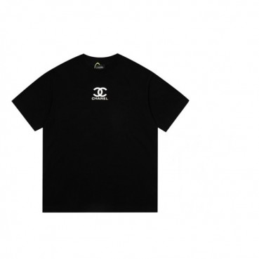 샤넬 남/녀 크루넥 블랙 반팔티 - Unisex Black Tshirts 