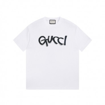 구찌 남/녀 화이트 크루넥 반팔티 - Unisex White Tshirts 