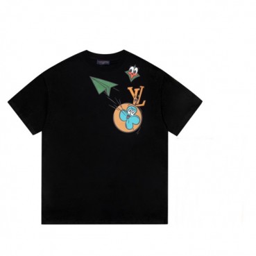 루이비통 남성 블랙 크루넥 반팔티 - Mens Black Tshirts 