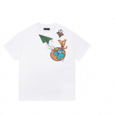 루이비통 남성 화이트 크루넥 반팔티 - Mens White Tshirts 