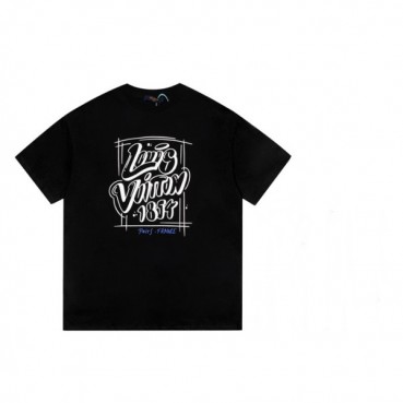 루이비통 남성 블랙 크루넥 반팔티 - Mens Black Tshirts 