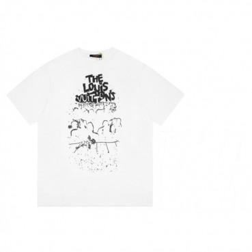 루이비통 남성 화이트 크루넥 반팔티 - Mens White Tshirts 