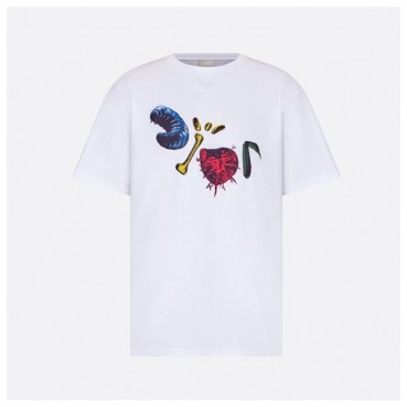 디올 남성 화이트 크루넥 반팔티 - Mens White Tshirts 