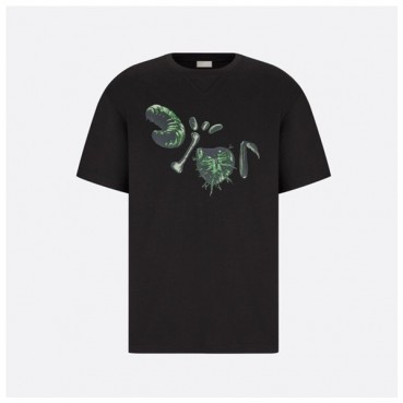 디올 남성 블랙 크루넥 반팔티 - Mens Black Tshirts 