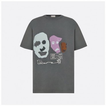 디올 남성 그레이 크루넥 반팔티 - Mens Gray Tshirts 