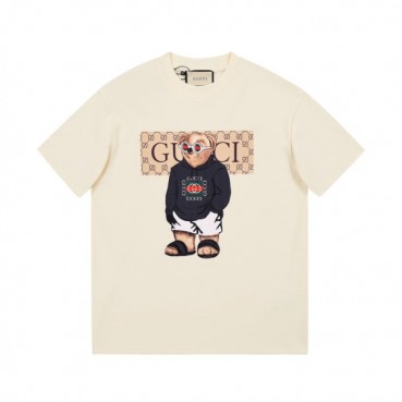 구찌 남/녀 아이보리 크루넥 반팔티 - Unisex Ivory Tshirts 
