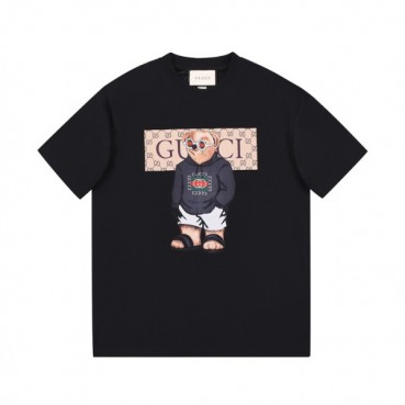 구찌 남/녀 블랙 크루넥 반팔티 - Unisex Black Tshirts 