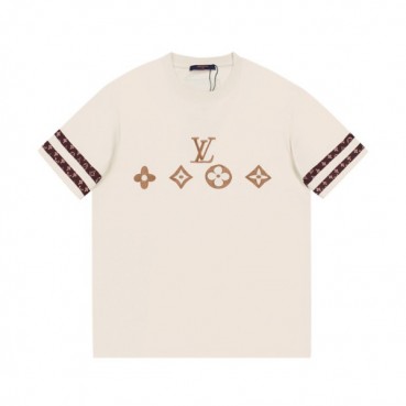 루이비통 남성 아이보리 크루넥 반팔티 - Louis vuitton Mens Ivory Tshirts 