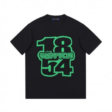 루이비통 남성 블랙 크루넥 반팔티 - Mens Black Tshirts 