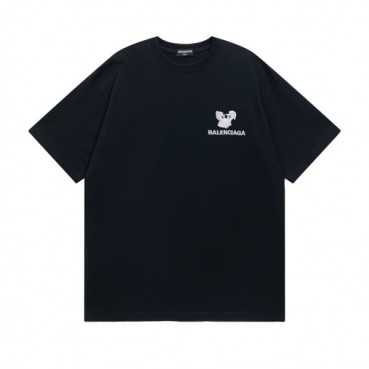 발렌시아가 남성 크루넥 블랙 반팔티 - Mens Black Tshirts 