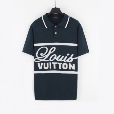 루이비통 남성 네이비 폴로 반팔티 - Mens Navy Tshirts 