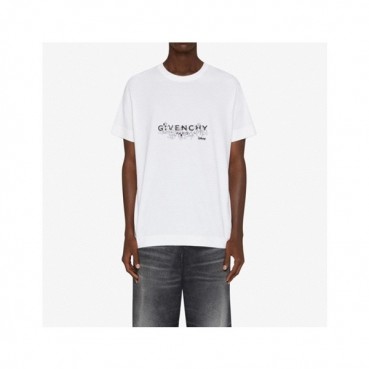 지방시 남성 크루넥 화이트 반팔티 - Mens White Tshirts 