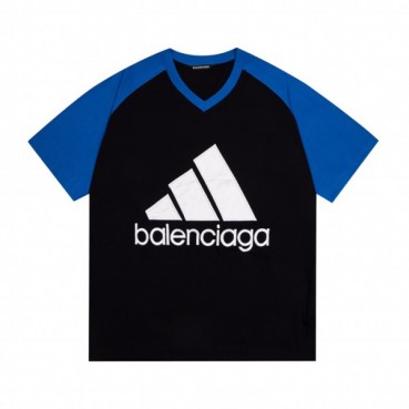 발렌시아가 남성 크루넥 블랙 반팔티 - Mens Black Tshirts 