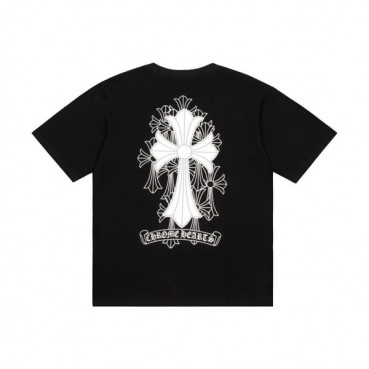 크롬하츠 남성 블랙 크루넥 반팔티 - Mens Black Tshirts 