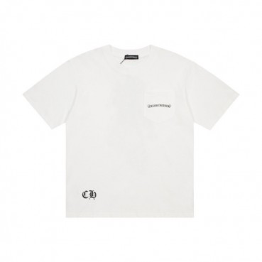 크롬하츠 남성 화이트 크루넥 반팔티 - Mens White Tshirts 