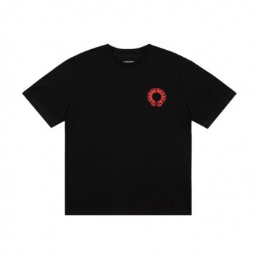 크롬하츠 남성 블랙 크루넥 반팔티 - Mens Black Tshirts 