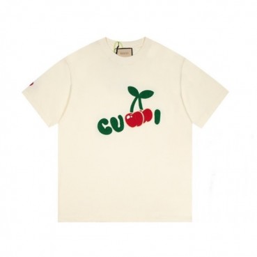 구찌 남/녀 아이보리 크루넥 반팔티 - Unisex Ivory Tshirts 