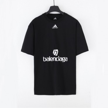 발렌시아가 남성 크루넥 블랙 반팔티 - Mens Black Tshirts 