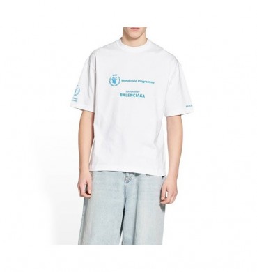 발렌시아가 남성 크루넥 화이트 반팔티 - Mens White Tshirts 