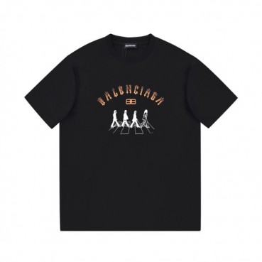 발렌시아가 남성 크루넥 블랙 반팔티 - Mens Black Tshirts 