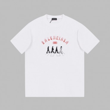 발렌시아가 남성 크루넥 화이트 반팔티 - Mens White Tshirts 