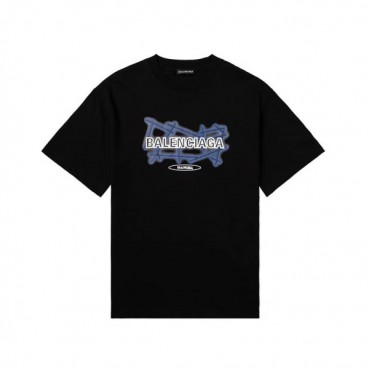 발렌시아가 남성 크루넥 블랙 반팔티 - Mens Black Tshirts 