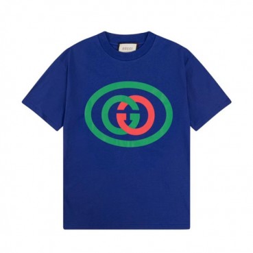 구찌 남/녀 블루 크루넥 반팔티 - Unisex Blue Tshirts 
