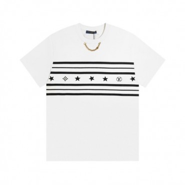 루이비통 남성 화이트 크루넥 반팔티 - Mens White Tshirts 