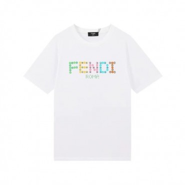 펜디 남/녀 화이트 크루넥 반팔티 - Fendi Unisex White Tshirts 