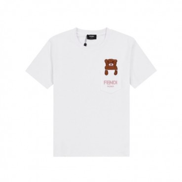 펜디 남/녀 화이트 크루넥 반팔티 - Fendi Unisex White Tshirts 