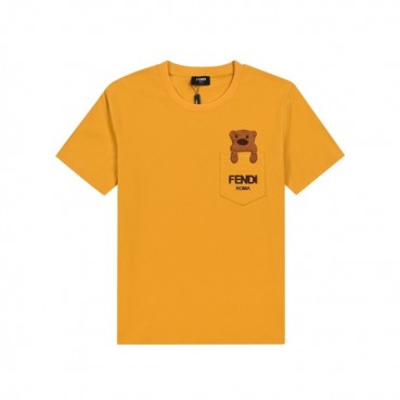 펜디 남/녀 옐로우 크루넥 반팔티 - Fendi Unisex Yellow Tshirts 