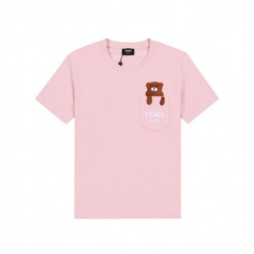 펜디 남/녀 핑크 크루넥 반팔티 - Fendi Unisex Pink Tshirts 