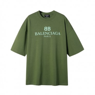 발렌시아가 남성 크루넥 그린 반팔티 - Mens Green Tshirts 