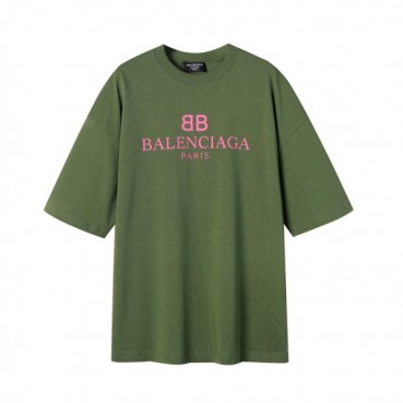 발렌시아가 남성 크루넥 그린 반팔티 - Mens Green Tshirts 
