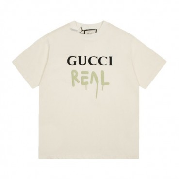 구찌 남/녀 아이보리 크루넥 반팔티 - Unisex Ivory Tshirts 