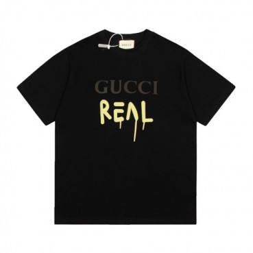 구찌 남/녀 블랙 크루넥 반팔티 - Unisex Black Tshirts 
