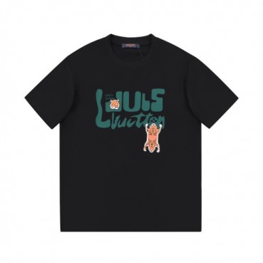 루이비통 남성 블랙 크루넥 반팔티 - Mens Black Tshirts 