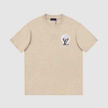루이비통 남성 베이지 크루넥 반팔티 - Mens Beige Tshirts 