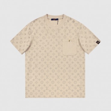 루이비통 남성 베이지 크루넥 반팔티 - Mens Beige Tshirts 