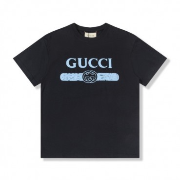 구찌 남/녀 블랙 크루넥 반팔티 - Unisex Black Tshirts 