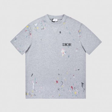 디올 남성 그레이 크루넥 반팔티 - Mens Gray Tshirts 
